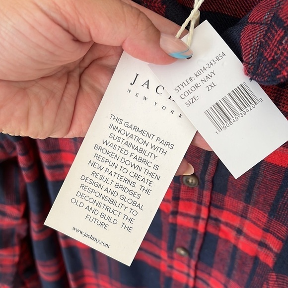 NWT Jachs Men's Recycled Flannel Button Up Shirt / Size 2XL - Picture 6 of 11
